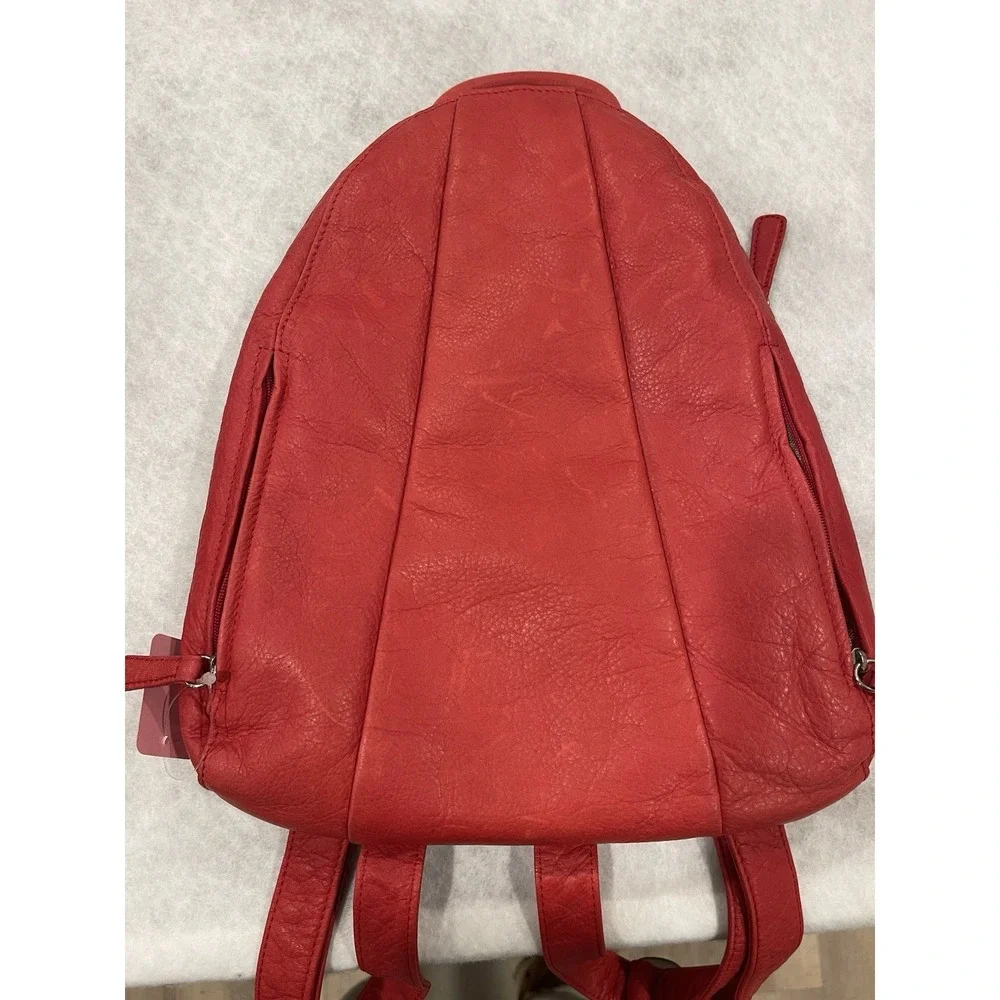 Osgoode Marley Organizer‎ Backpack Soft Leather Bag Red